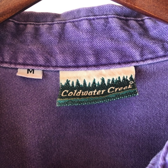 Coldwater Creek demin purple elephant long sleeve woman's medium shirt made USA - Picture 4 of 6